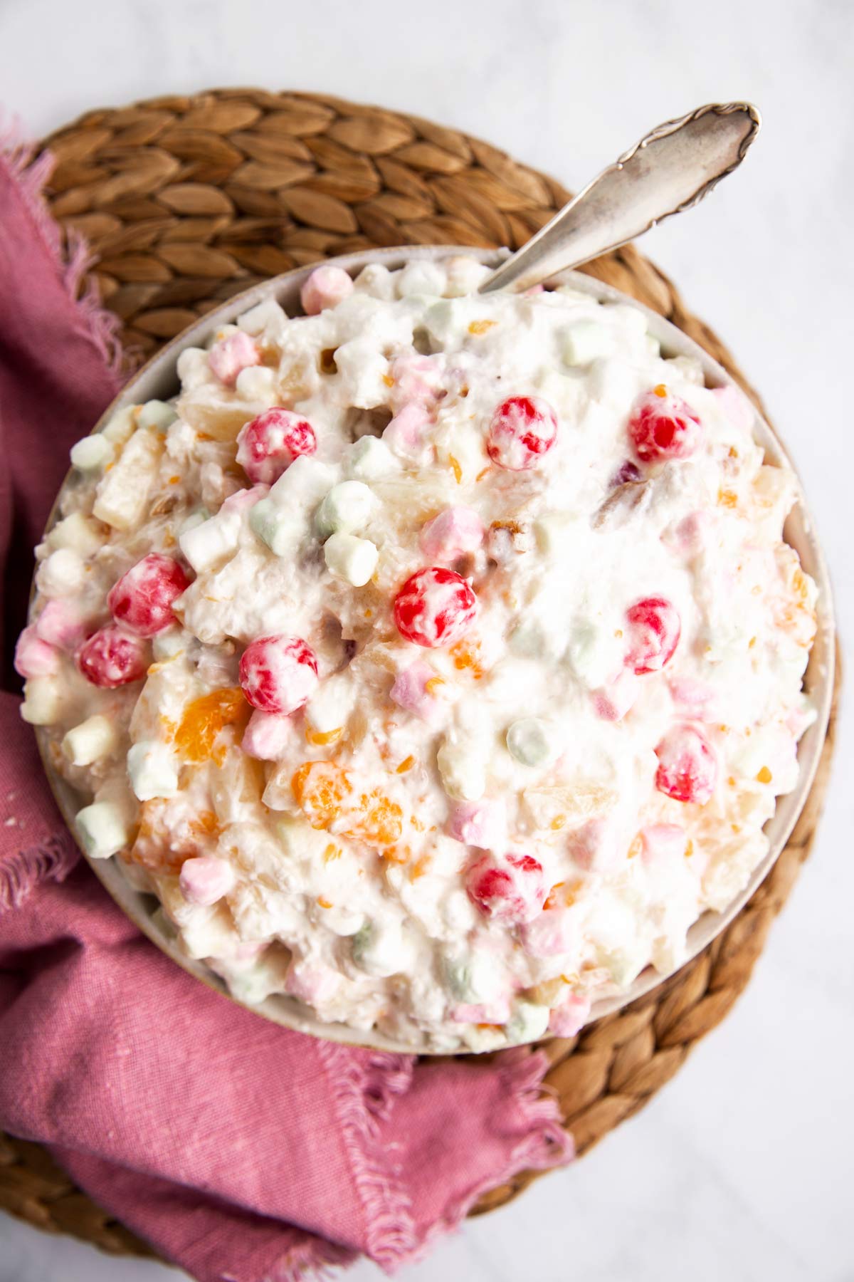 bowl with Ambrosia fruit salad