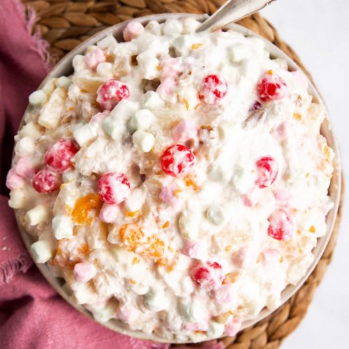 bowl with Ambrosia fruit salad