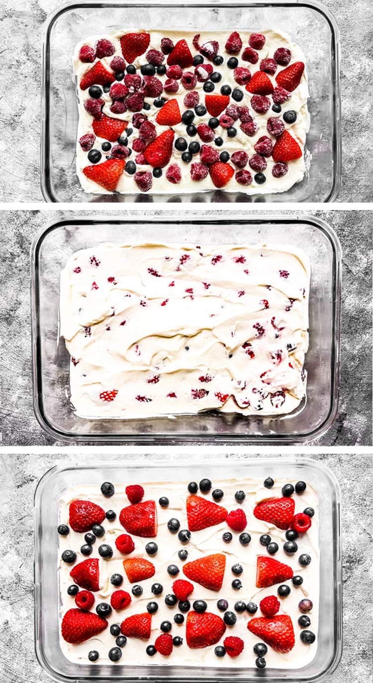 collage of photos to show how to make icebox cake