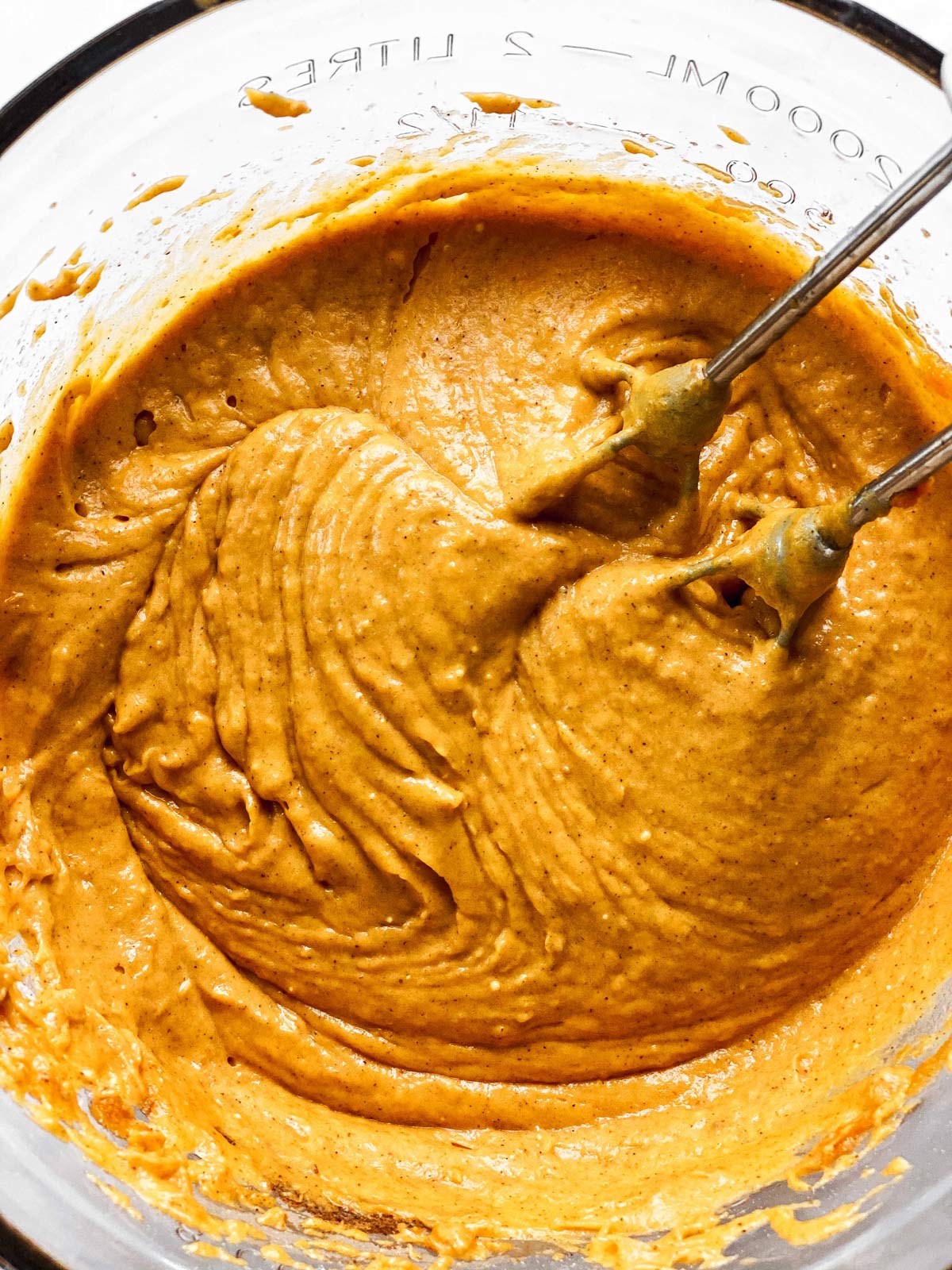 bowl with batter for pumpkin bread