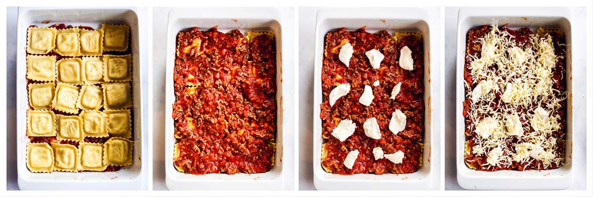 collage to show layering a lazy lasagna