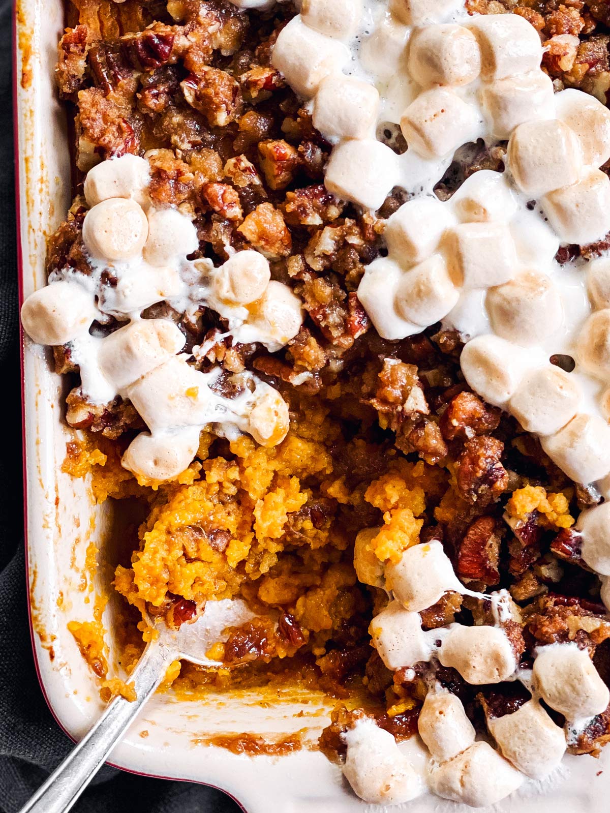 close up photo of sweet potato casserole