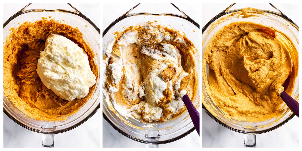 how to fold whipped topping into pumpkin dip