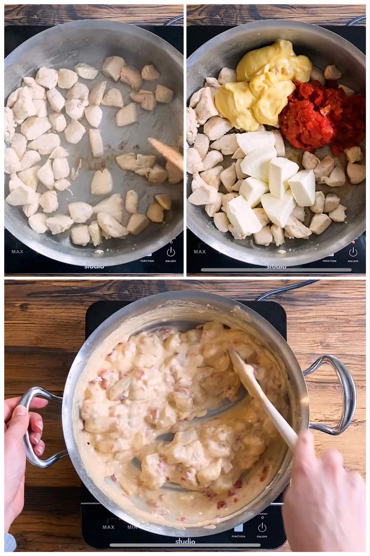 steps to show making chicken sauce