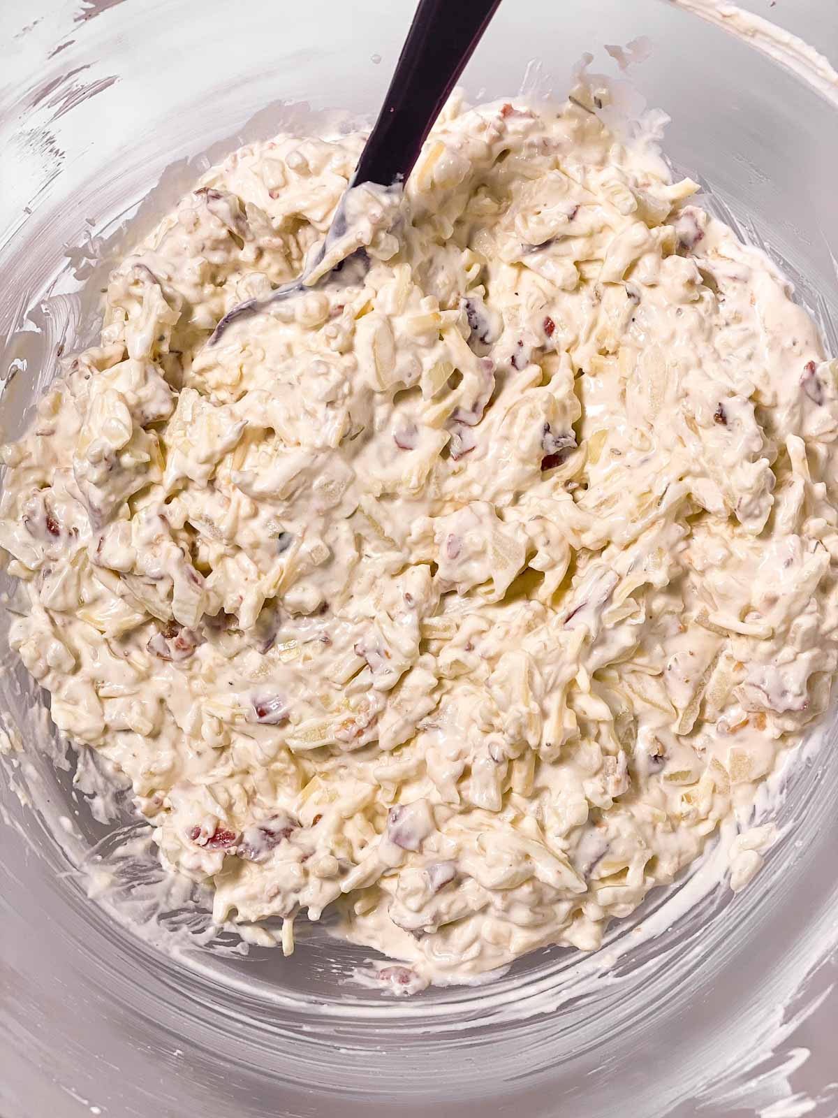 hot onion dip mix in glass mix